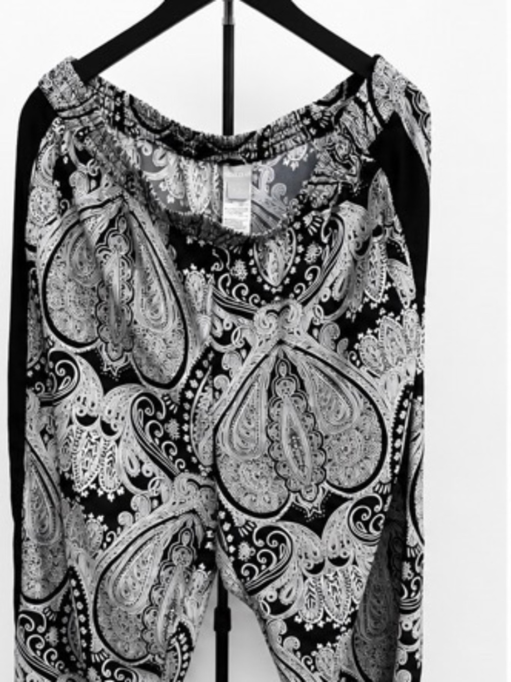 Chico's Black & White Paisley Pull-On Pants | Size 2.5R (US 14R) - Picture 1 of 6